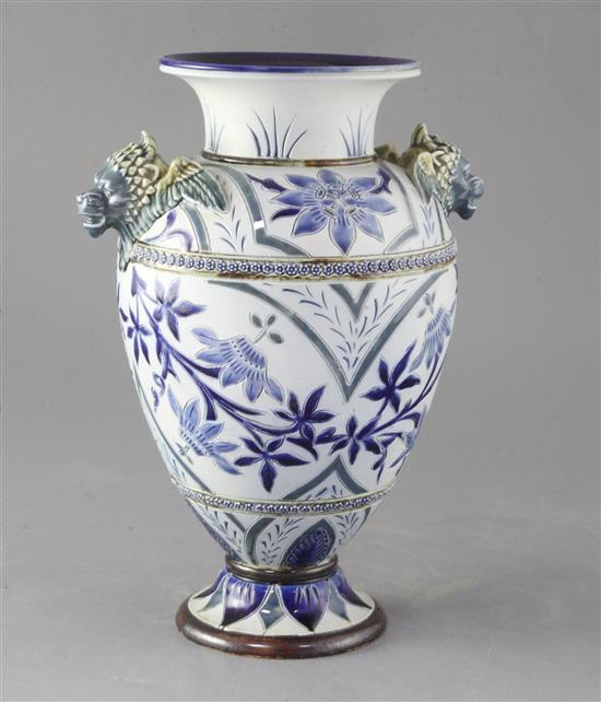 A Doulton Lambeth stoneware baluster vase, decorated by Louisa Edwards, height 28cm